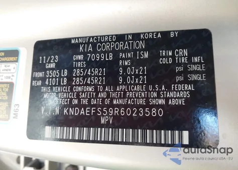 2024 Kia Ev9 Gt-Line from USA, damaged, VIN KNDAEFS59R6023580